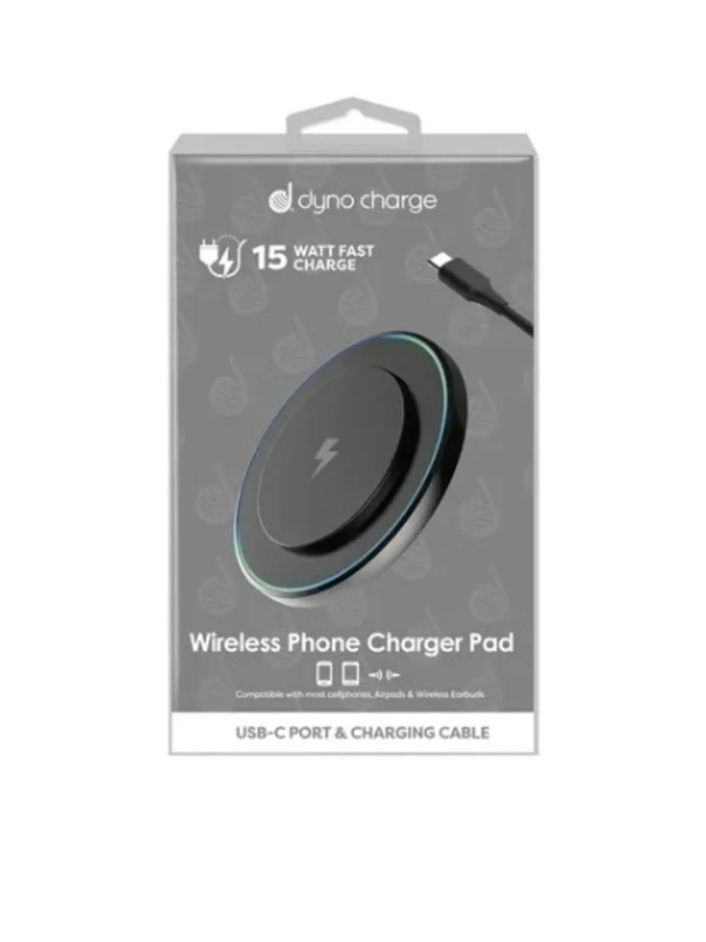 NIB Dyno Charge Usb-c Port & Charging Cable Wireless Phone Charger Pad